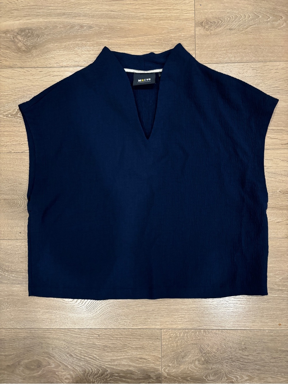 Navy Anthropologie crop blouse in size small